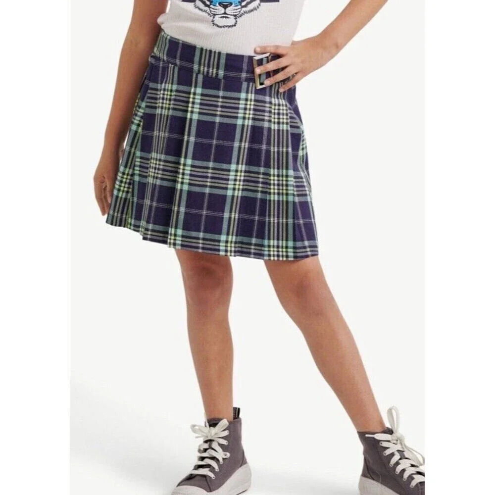 Justice Girls Faux Wrap Plaid Skirt Size L 12/14